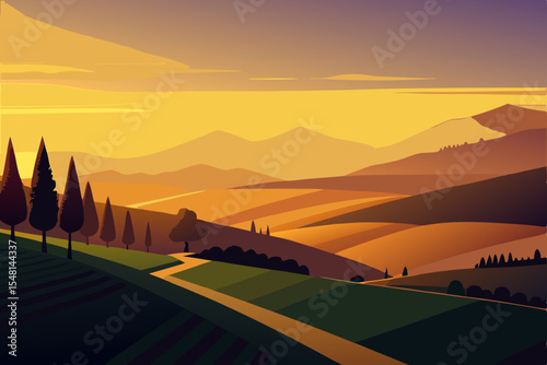 sunset in tuscany italy