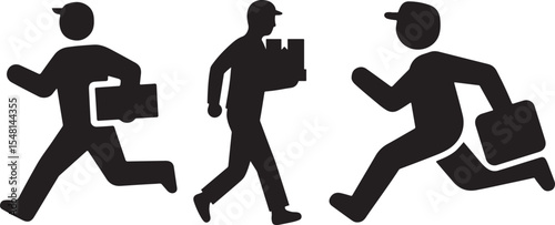 Fast delivery boy running with package icon for delivery service