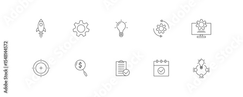 Start up line icons set. Simple icons collection