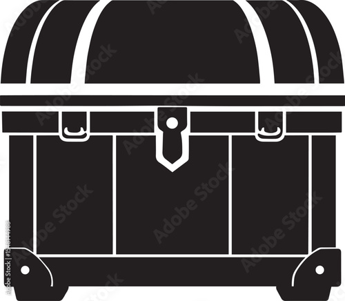 Treasure Chest Silhouette Vector Format – Black Loot Box Pirate Illustration