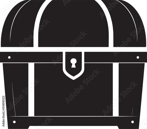 Treasure Chest Silhouette Vector Format – Black Loot Box Pirate Illustration