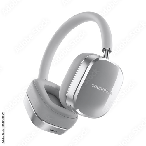 white headphones isolated on transparent background