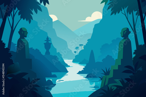 vector illustration of a tropical island