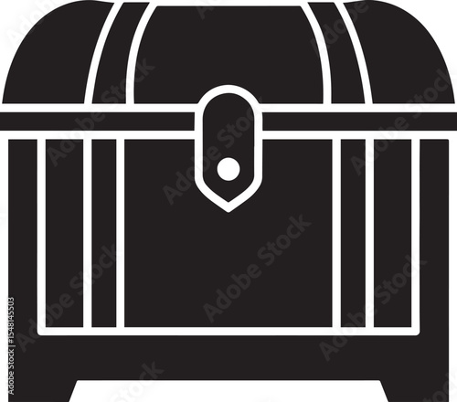 Treasure Chest Silhouette Vector Format – Black Loot Box Pirate Illustration