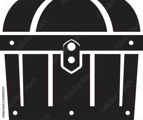 Treasure Chest Silhouette Vector Format – Black Loot Box Pirate Illustration