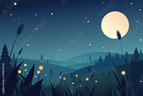 night city landscape with moon
