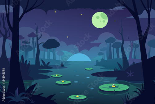 night landscape with moon and tree