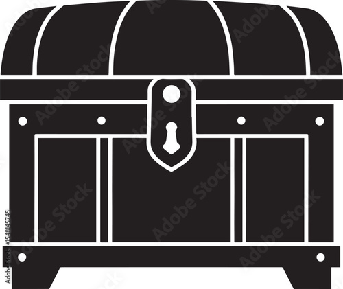 Treasure Chest Silhouette Vector Format – Black Loot Box Pirate Illustration