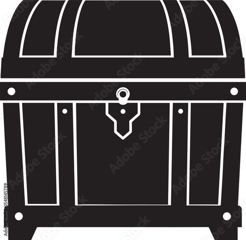 Treasure Chest Silhouette Vector Format – Black Loot Box Pirate Illustration