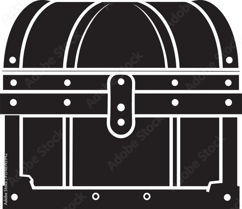 Treasure Chest Silhouette Vector Format – Black Loot Box Pirate Illustration