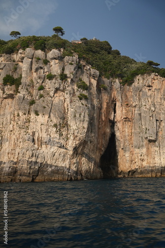 Italian coastline and rock formations in northern italy.
