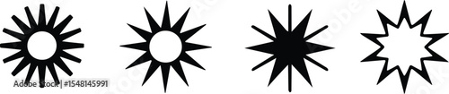 Shiny starburst and light beam icons set