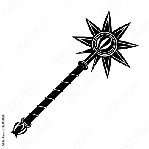 Download medieval weapon mace vector illustration, fantasy war hammer weapon clip art, historical icon