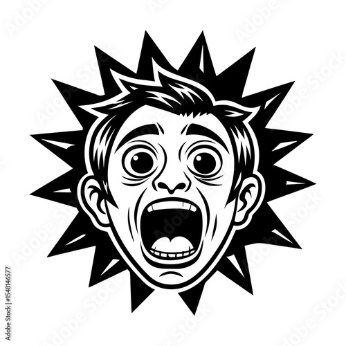 Illustration of screaming man with terrified expression vector art drawing graphic design element art