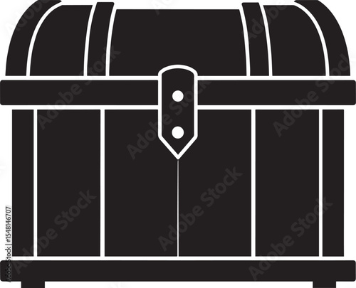 Treasure Chest Silhouette Vector Format – Black Loot Box Pirate Illustration