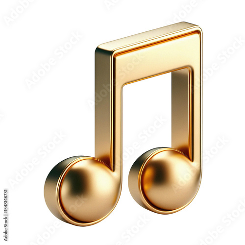 3d Render, Golden Treble Clef Music Note icon symbol transparent background