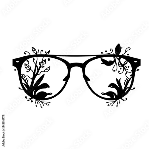 Floral Bird Eyeglasses Silhouette Design