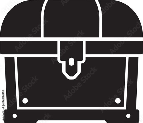 Treasure Chest Silhouette Vector Format – Black Loot Box Pirate Illustration