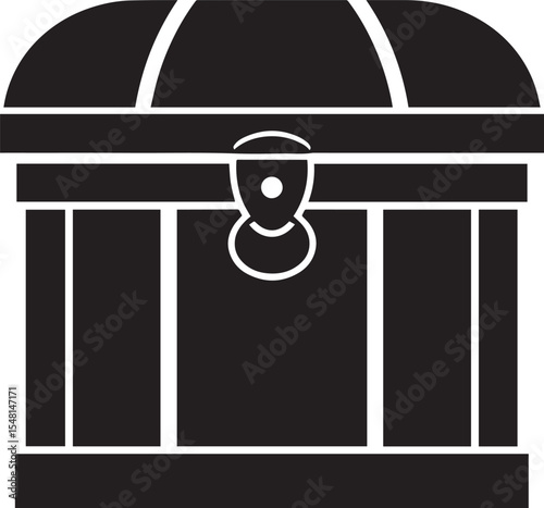 Treasure Chest Silhouette Vector Format – Black Loot Box Pirate Illustration