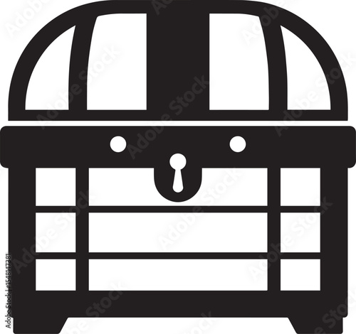 Treasure Chest Silhouette Vector Format – Black Loot Box Pirate Illustration
