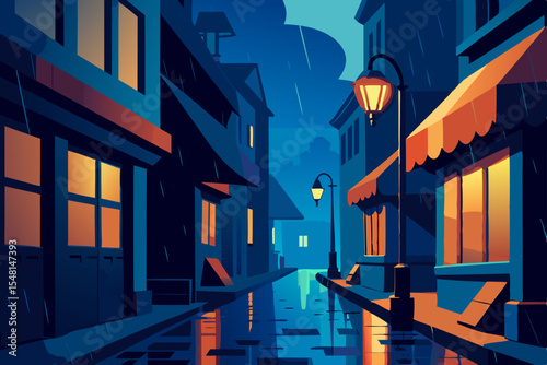 colorful houses in the city at night