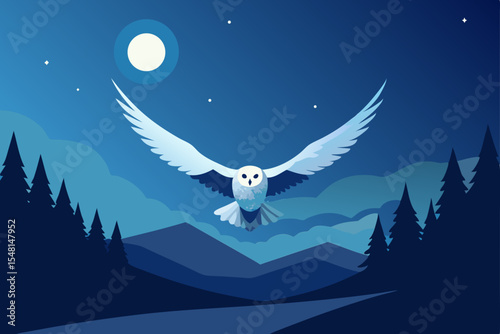 winter landscape with moon