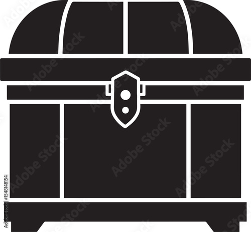 Treasure Chest Silhouette Vector Format – Black Loot Box Pirate Illustration