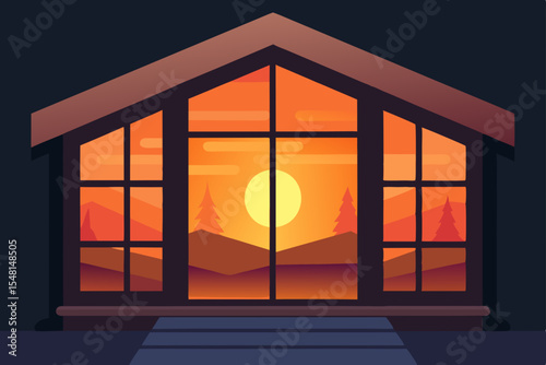 window in the sunset