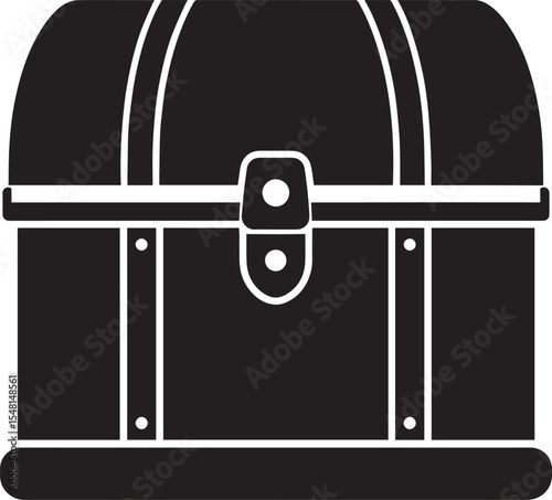 Treasure Chest Silhouette Vector Format – Black Loot Box Pirate Illustration