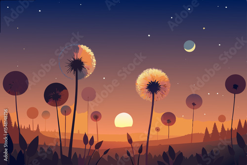 dandelion on sunset