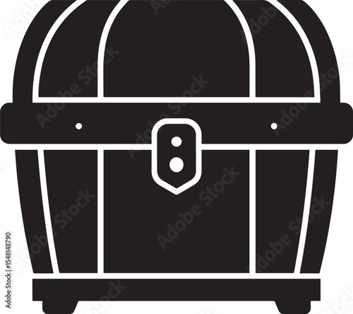 Treasure Chest Silhouette Vector Format – Black Loot Box Pirate Illustration