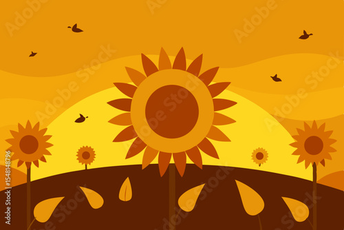 abstract background with sunflowers
