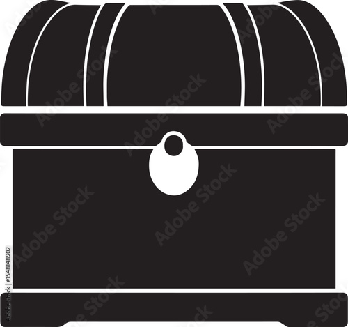 Treasure Chest Silhouette Vector Format – Black Loot Box Pirate Illustration