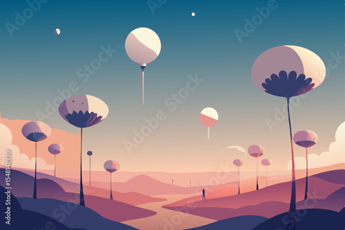 hot air balloon in mountains