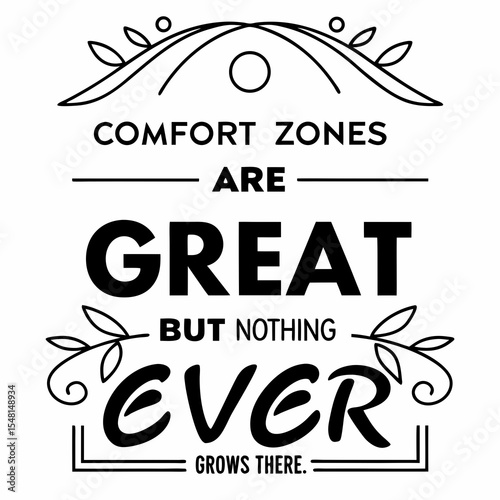 A motivational typography t-shirt design, Comfort zones are great — but nothing ever grows there