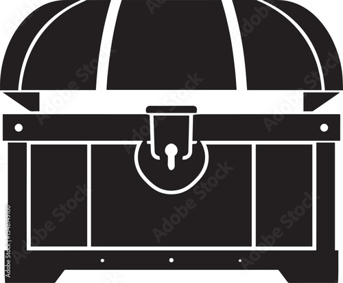 Treasure Chest Silhouette Vector Format – Black Loot Box Pirate Illustration