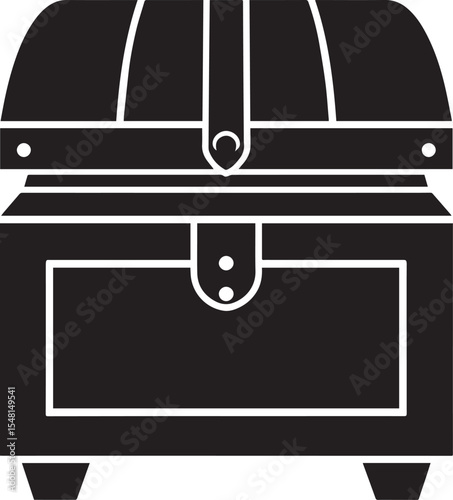 Treasure Chest Silhouette Vector Format – Black Loot Box Pirate Illustration