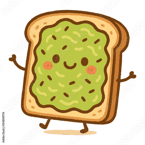 Cute avocado toast character illustration vector
