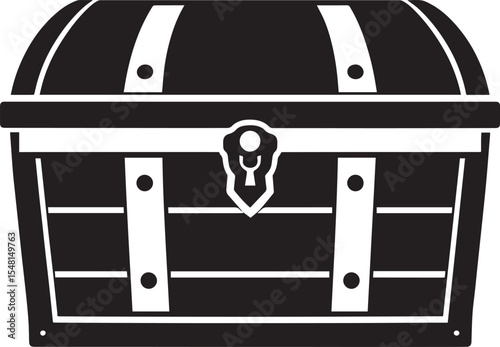 Treasure Chest Silhouette Vector Format – Black Loot Box Pirate Illustration