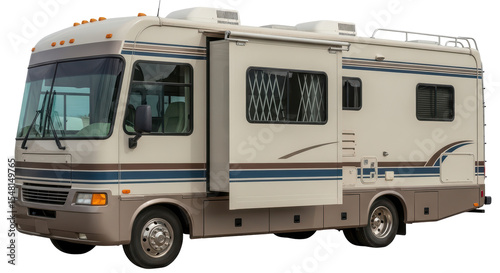 Isolated Recreational Vehicle with Open Awning