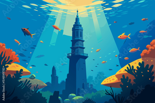 underwater scene with fishes