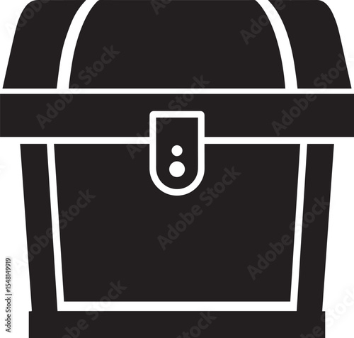 Treasure Chest Silhouette Vector Format – Black Loot Box Pirate Illustration