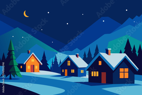 winter landscape with houses