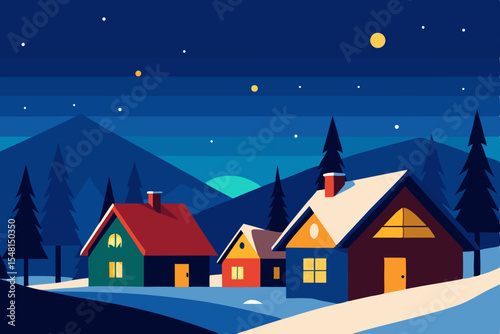 winter landscape with houses