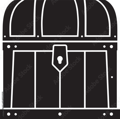 Treasure Chest Silhouette Vector Format – Black Loot Box Pirate Illustration