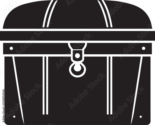 Treasure Chest Silhouette Vector Format – Black Loot Box Pirate Illustration