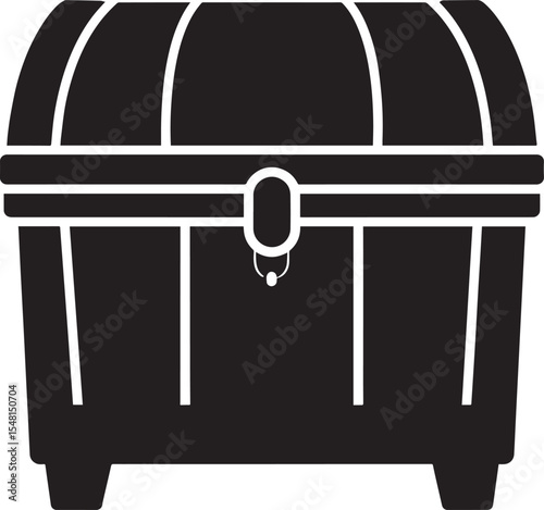Treasure Chest Silhouette Vector Format – Black Loot Box Pirate Illustration