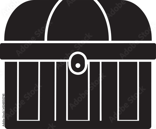 Treasure Chest Silhouette Vector Format – Black Loot Box Pirate Illustration