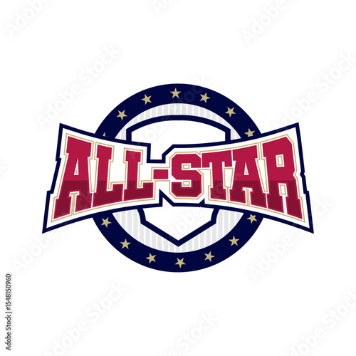 All star logo design template, Modern professional badge logo design. All star championship sign emblem