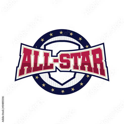 All star logo design template, Modern professional badge logo design. All star championship sign emblem